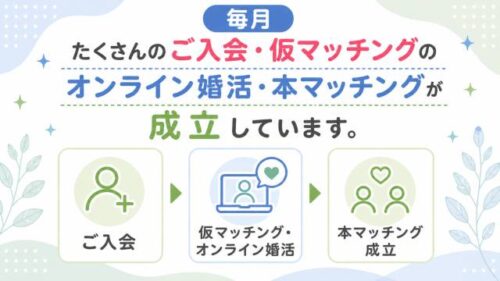 毎月たくさんのご入会・仮マッチングのオンライン婚活・本マッチングが成立しています